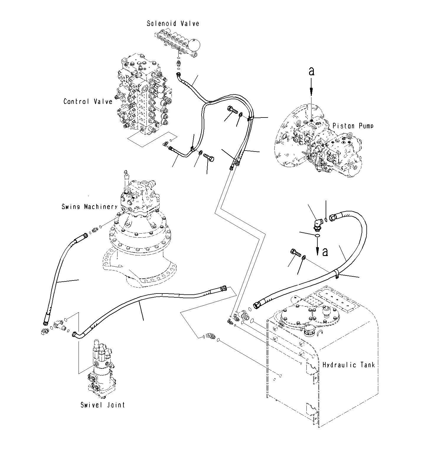 Схема запчастей Komatsu PC300-8M0 - ДРЕНАЖН. ТРУБЫ H