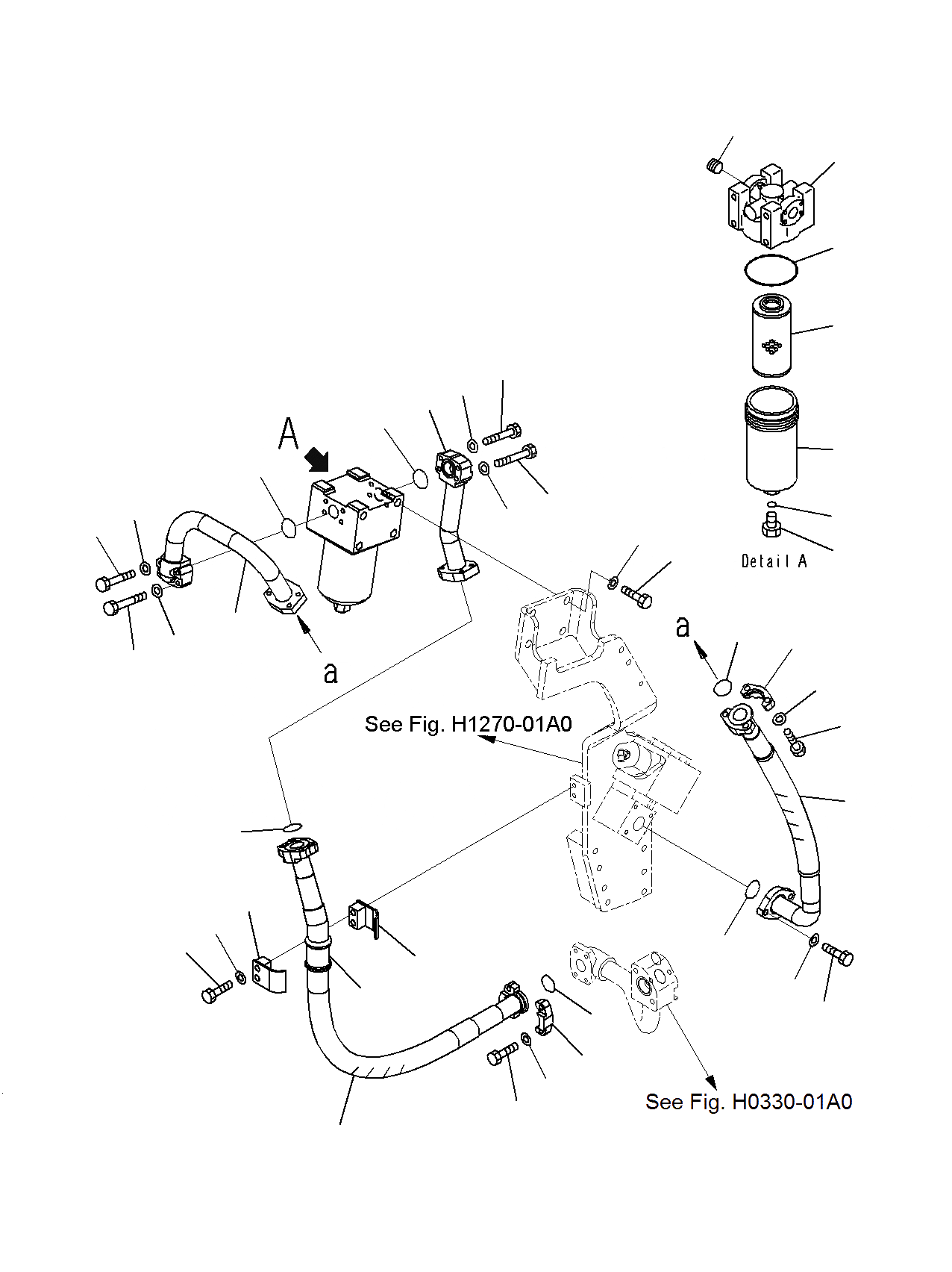 Схема запчастей Komatsu PC300-8M0 - АКТУАТОР ТРУБЫ (ВОЗВРАТ. ФИЛЬТР.) H
