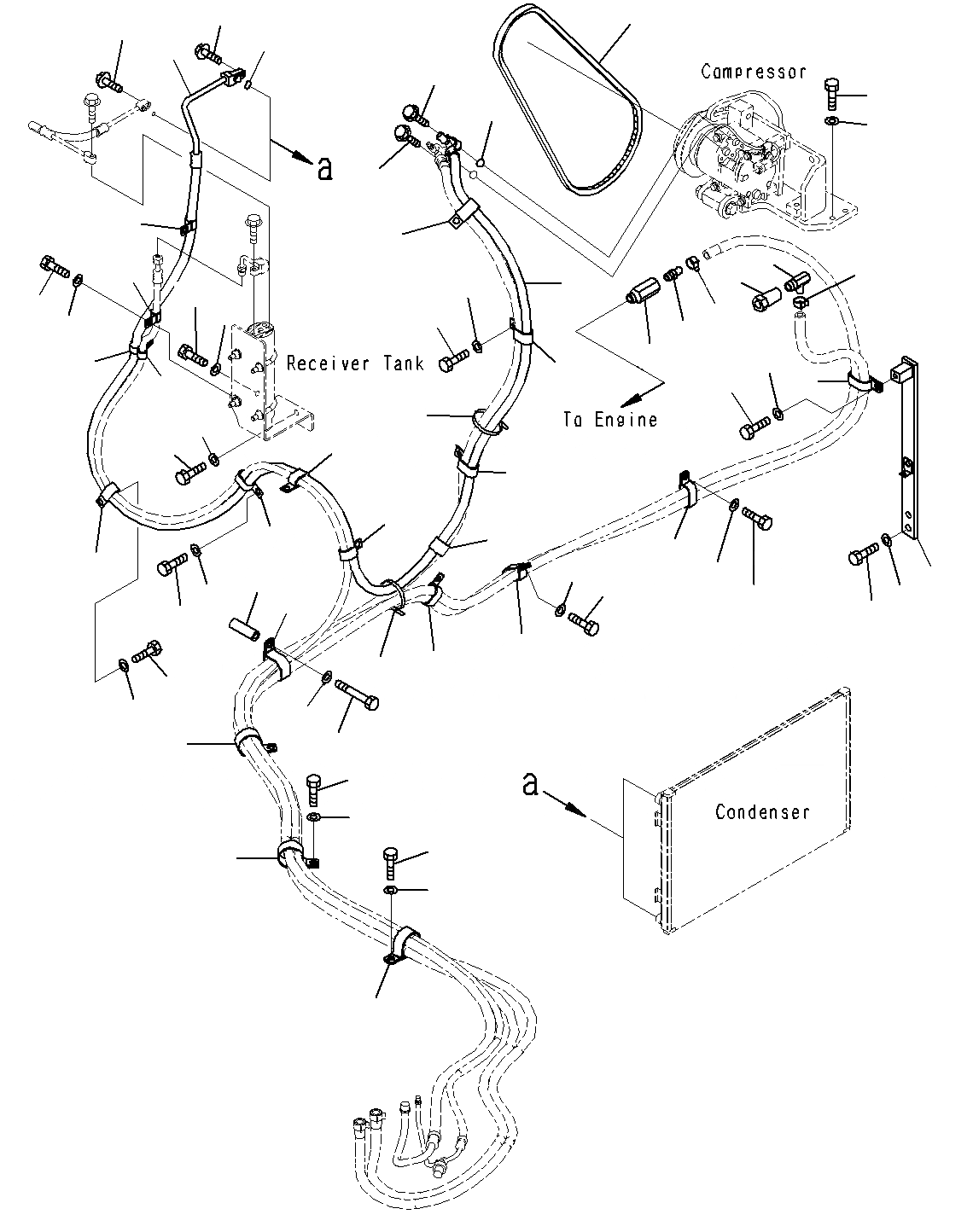 Схема запчастей Komatsu PC300-8M0 - БЛОК КОНДИЦИОНЕРА, ШЛАНГИ K