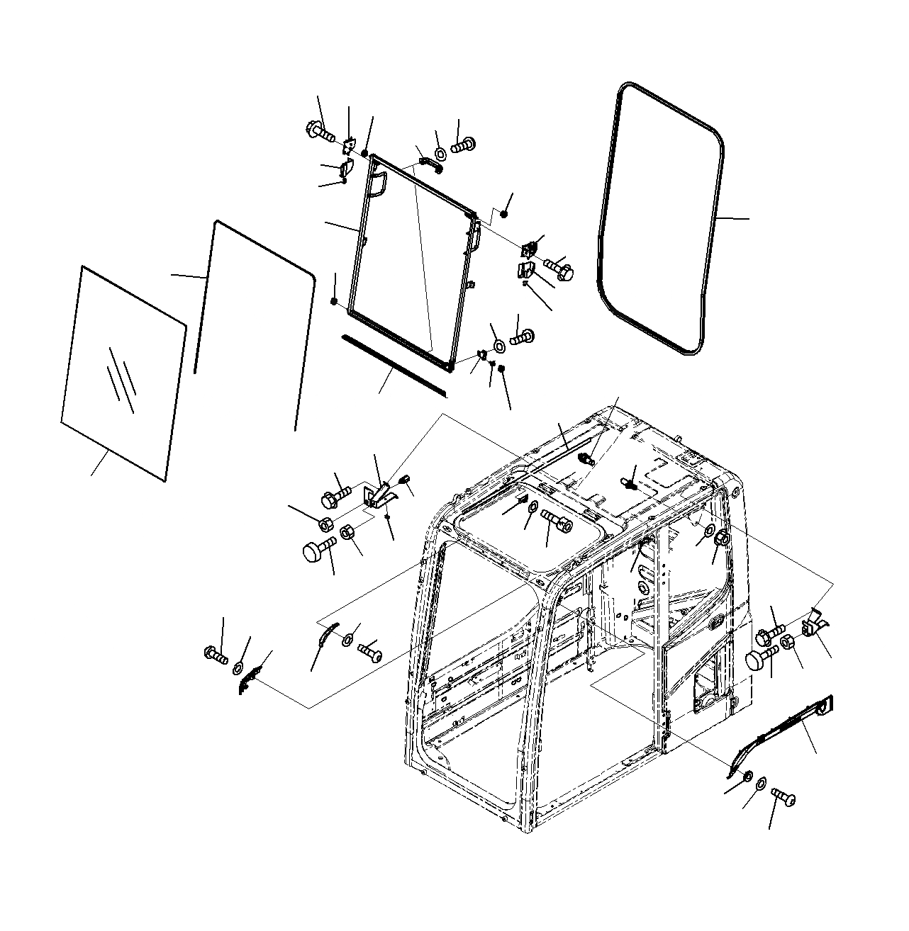 Схема запчастей Komatsu PC300-8M0 - КАБИНА (ПЕРЕДН. ОКНА) K