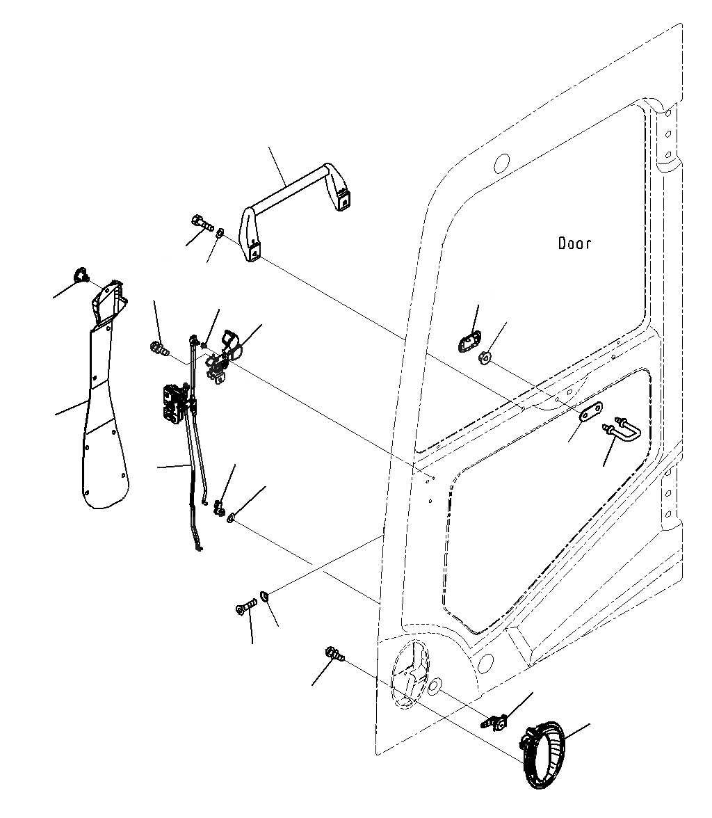 Схема запчастей Komatsu PC300-8M0 - КАБИНА (ЗАМОК ДВЕРИ) K