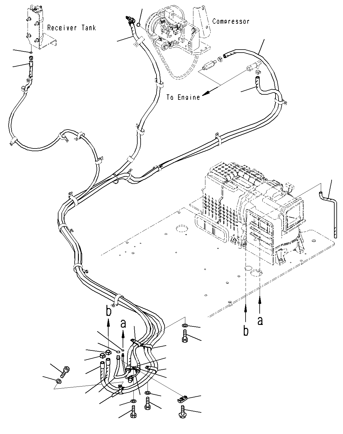 Схема запчастей Komatsu PC300-8M0 - КАБИНА (ПОЛ, ТРУБКИ КОНДИЦИОНЕРА) K