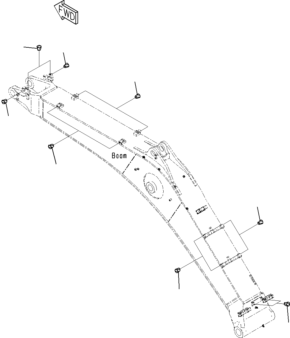 Схема запчастей Komatsu PC300-8M0 - СТРЕЛА (НАВЕСН. ОБОРУД ЗАГЛУШКА)(100 ЧАСОВ)(MM)(STD) T