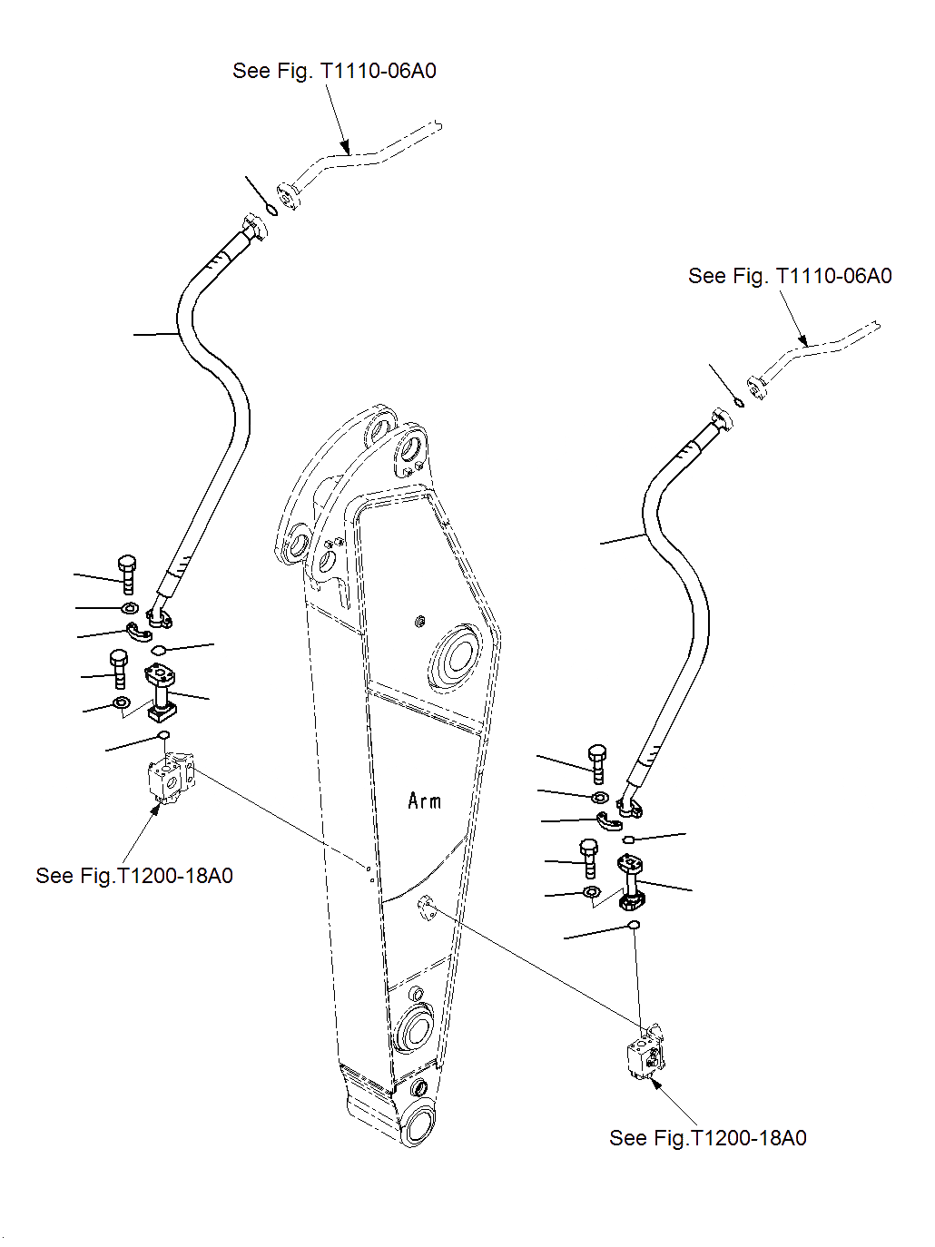 Схема запчастей Komatsu PC300-8M0 - РУКОЯТЬ (ДОПОЛН. ГИДРОЛИНИЯ)(.M)(100 ЧАСОВ)(ATT)(ОПЦ.) T