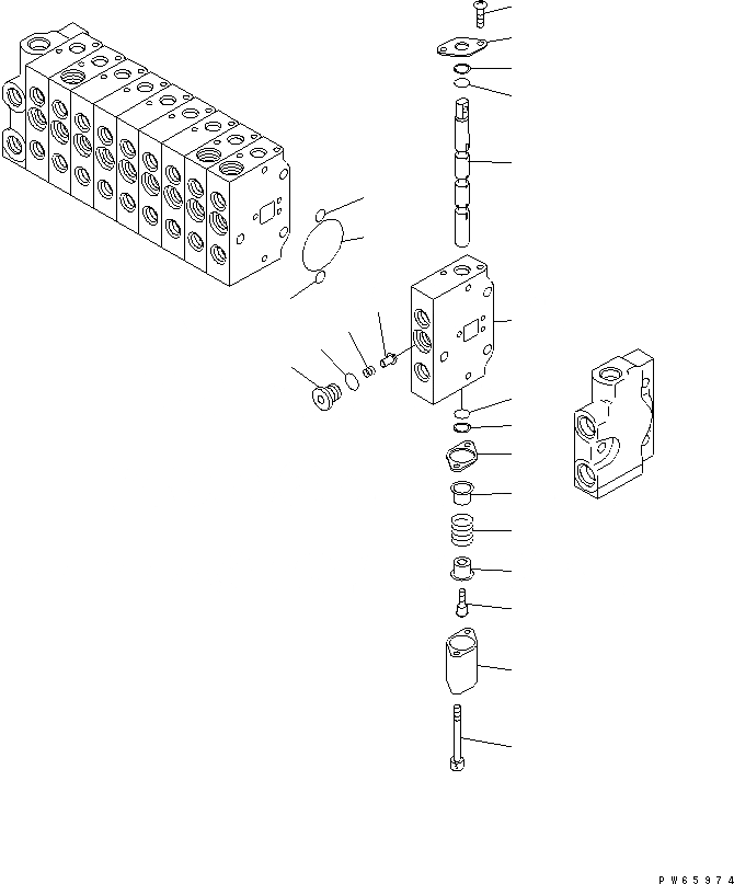 Схема запчастей Komatsu MX09 - УПРАВЛЯЮЩ. КЛАПАН (-СЕКЦ.) (/) (ВНУТР. ЧАСТИ) (BACK HOE SHIFT PATTERN) ОСНОВН. КОМПОНЕНТЫ И РЕМКОМПЛЕКТЫ