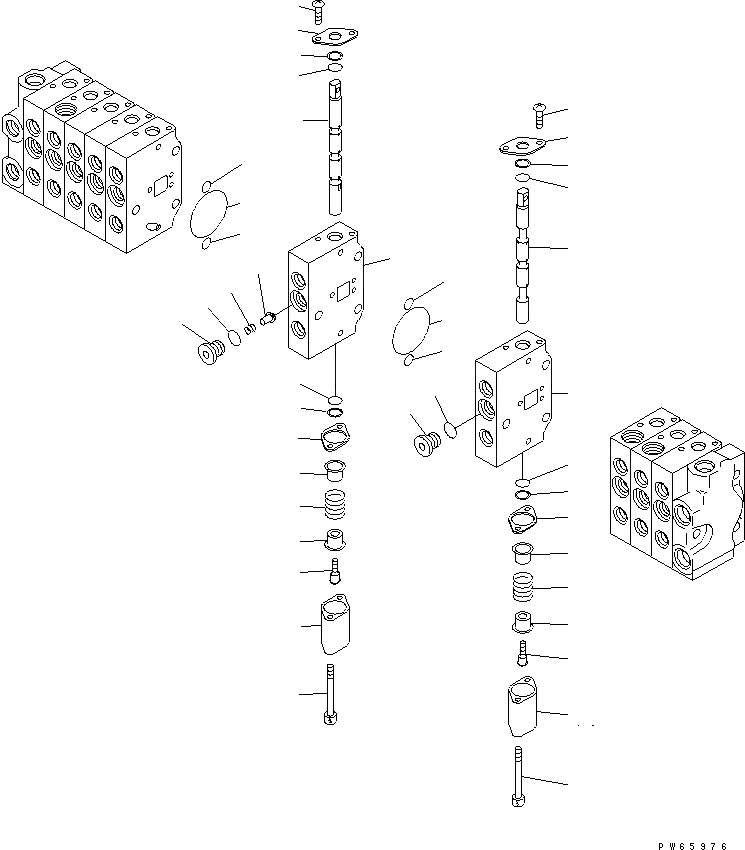 Схема запчастей Komatsu MX09 - УПРАВЛЯЮЩ. КЛАПАН (-СЕКЦ.) (/) (ВНУТР. ЧАСТИ) (ISO SHIFT PATTERN) ОСНОВН. КОМПОНЕНТЫ И РЕМКОМПЛЕКТЫ