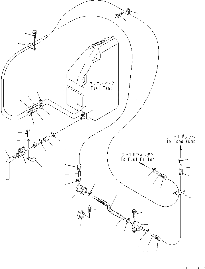 Схема запчастей Komatsu MX15 - ТОПЛИВОПРОВОД. ТОПЛИВН. БАК. AND КОМПОНЕНТЫ