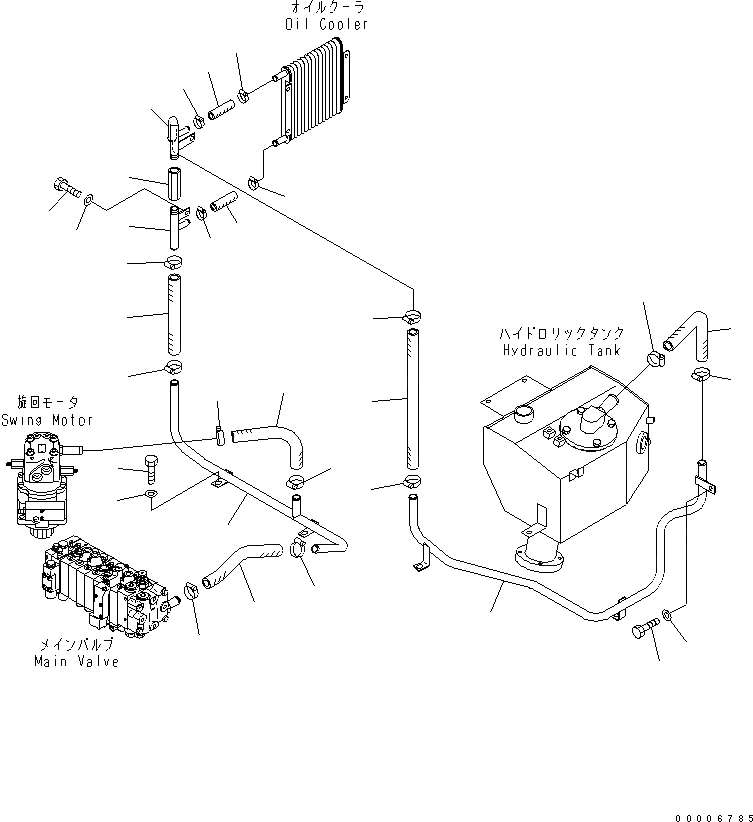 Схема запчастей Komatsu MX15 - ВОЗВРАТ. ЛИНИЯ ГИДРАВЛИКА