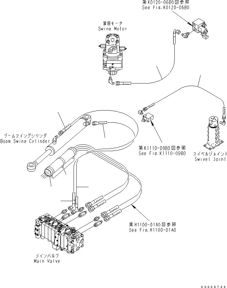 Схема запчастей Komatsu MX15 - ЛИНИЯ АКТУАТОРА (ЦИЛИНДР ПОВОРОТА СТРЕЛЫ ЛИНИЯ) ГИДРАВЛИКА