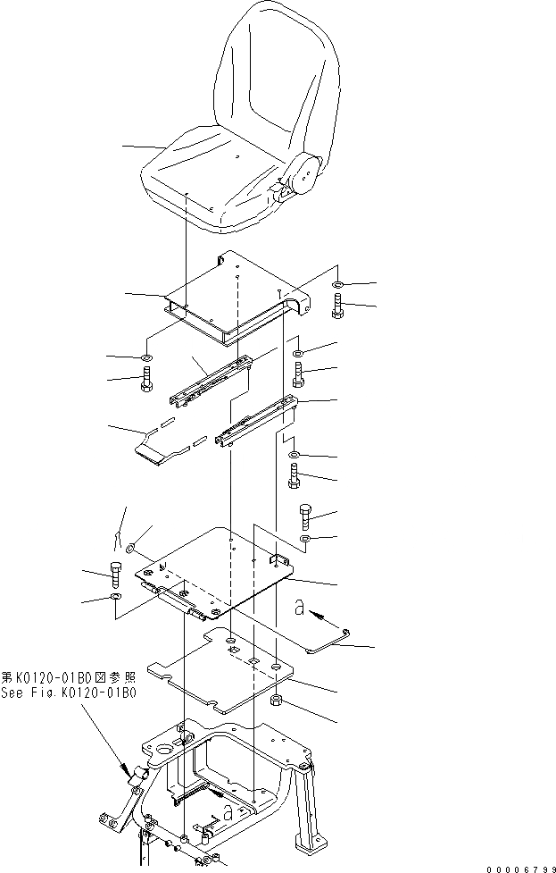 Схема запчастей Komatsu MX15 - СИДЕНЬЕ ОПЕРАТОРА (ФИКС. ТИП) КАБИНА ОПЕРАТОРА И СИСТЕМА УПРАВЛЕНИЯ
