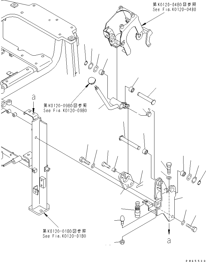 Схема запчастей Komatsu MX15 - P.P.C. РЫЧАГ БЛОКИРОВКИ КАБИНА ОПЕРАТОРА И СИСТЕМА УПРАВЛЕНИЯ