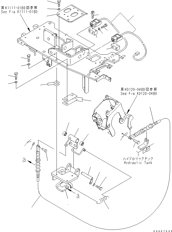 Схема запчастей Komatsu MX15 - ХОД БЛОКИР. УПРАВЛ-Е КАБЕЛЬ КАБИНА ОПЕРАТОРА И СИСТЕМА УПРАВЛЕНИЯ