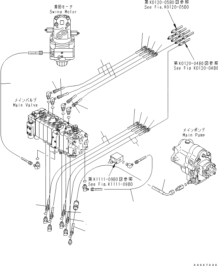 Схема запчастей Komatsu MX15 - ОСНОВН. УПРАВЛЯЮЩ. КЛАПАН ТРУБЫ (РУКОЯТЬ¤ ПОВОРОТН.¤ СТРЕЛА¤ КОВШ) КАБИНА ОПЕРАТОРА И СИСТЕМА УПРАВЛЕНИЯ