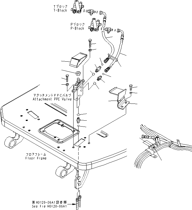 Схема запчастей Komatsu MX182 - ОСНОВН. КОНСТРУКЦИЯ (НАВЕСН. ОБОРУД ПЕДАЛЬ И ТРУБЫ) ( НАВЕСН.ОБОРУД) КАБИНА ОПЕРАТОРА И СИСТЕМА УПРАВЛЕНИЯ