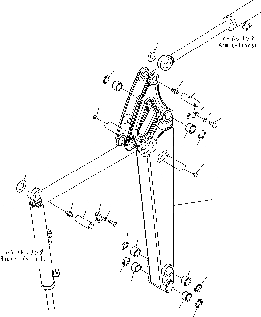 Схема запчастей Komatsu MX182 - РУКОЯТЬ РАБОЧЕЕ ОБОРУДОВАНИЕ