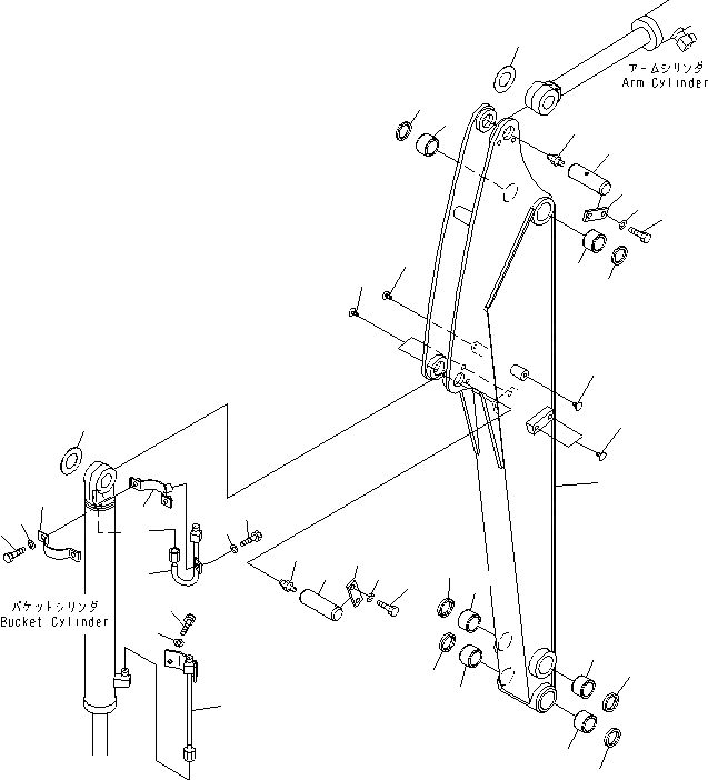 Схема запчастей Komatsu MX182 - УДЛИНН. РУКОЯТЬ РАБОЧЕЕ ОБОРУДОВАНИЕ