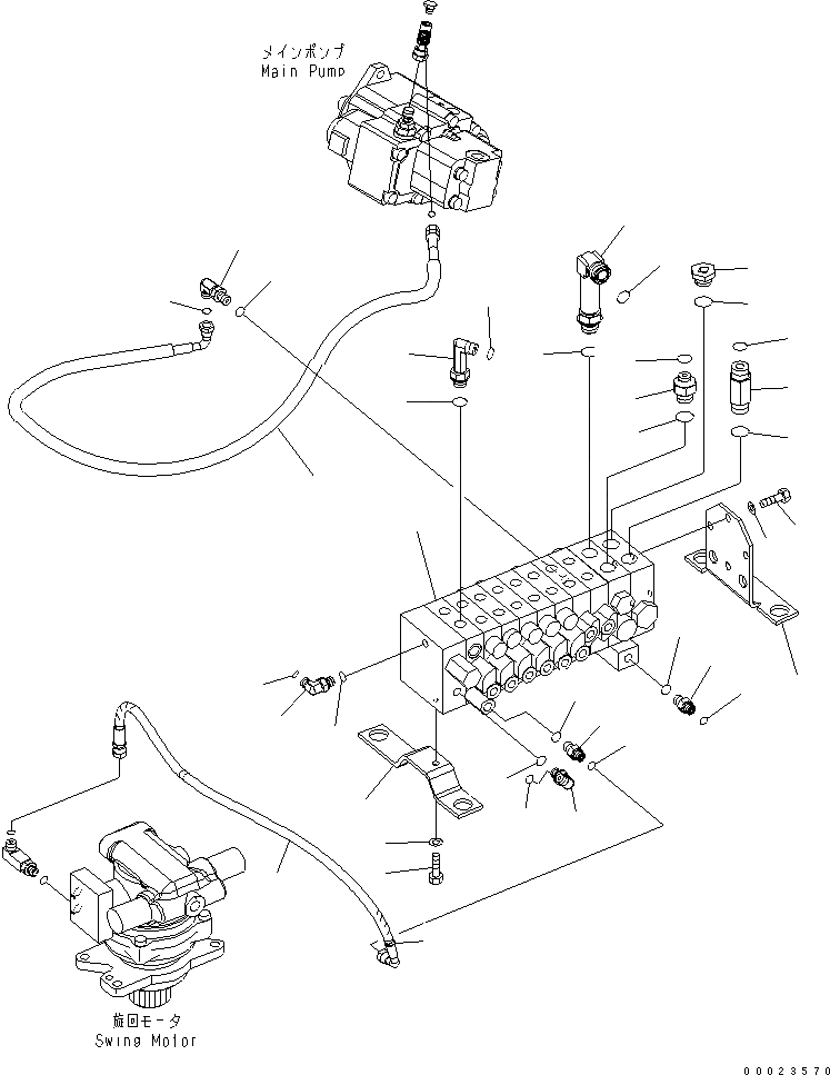 Схема запчастей Komatsu MX202 - ОСНОВН. КЛАПАН (СОЕДИНИТЕЛЬН. ЧАСТИ) (/) ГИДРАВЛИКА