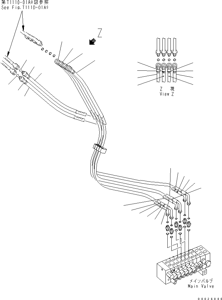 Схема запчастей Komatsu MX202 - ЛИНИЯ АКТУАТОРА (СТРЕЛА¤ РУКОЯТЬ И КОВШ) ГИДРАВЛИКА