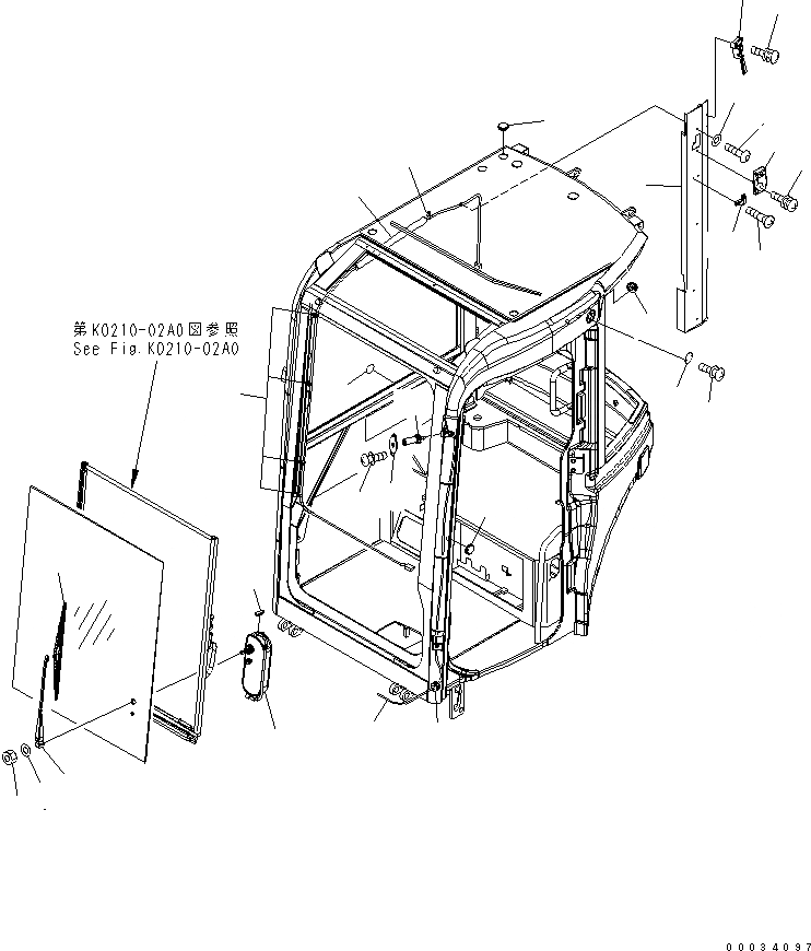 Схема запчастей Komatsu MX202 - КАБИНА (7/8) (КАБИНА ЭЛЕКТРИКА) КАБИНА ОПЕРАТОРА И СИСТЕМА УПРАВЛЕНИЯ