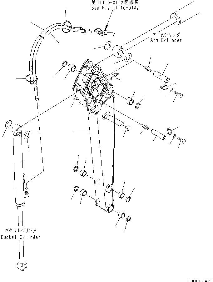 Схема запчастей Komatsu MX202 - РУКОЯТЬ РАБОЧЕЕ ОБОРУДОВАНИЕ
