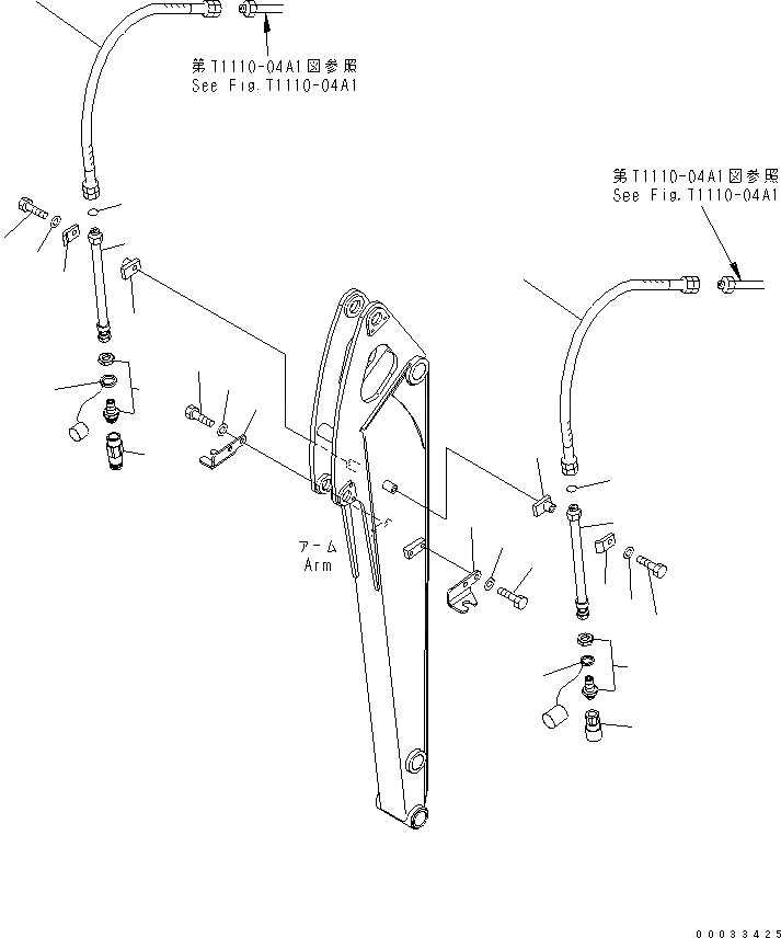 Схема запчастей Komatsu MX202 - УДЛИНН. РУКОЯТЬ (ДОПОЛН. ГИДРОЛИНИЯ) РАБОЧЕЕ ОБОРУДОВАНИЕ