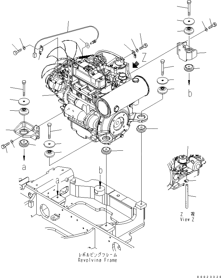Схема запчастей Komatsu MX272 - КРЕПЛЕНИЕ ДВИГАТЕЛЯ КОМПОНЕНТЫ ДВИГАТЕЛЯ