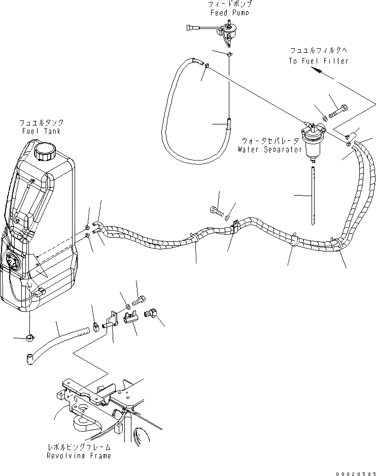 Схема запчастей Komatsu MX272 - ТОПЛИВОПРОВОД. ТОПЛИВН. БАК. AND КОМПОНЕНТЫ