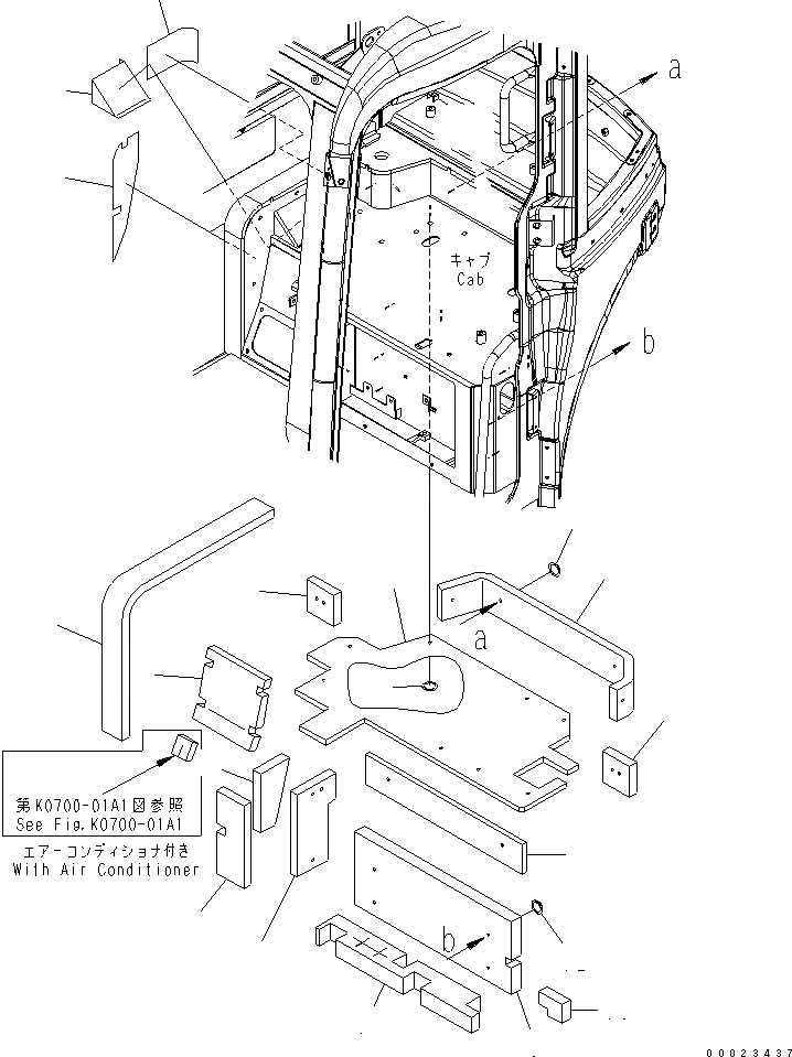 Схема запчастей Komatsu MX272 - КАБИНА (ЩИТКИ) КАБИНА ОПЕРАТОРА И СИСТЕМА УПРАВЛЕНИЯ