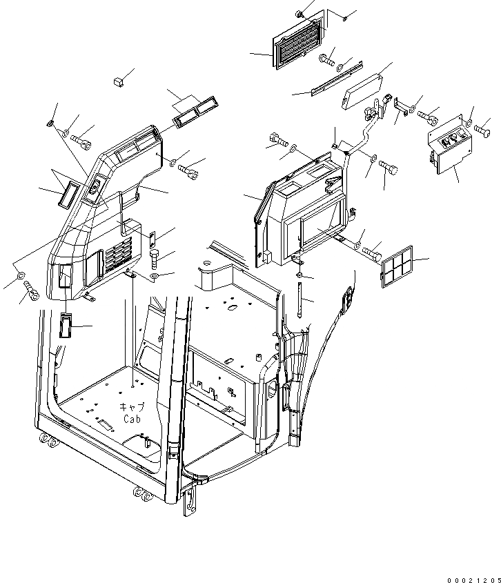 Схема запчастей Komatsu MX272 - КАБИНА (КОНДИЦ. ВОЗДУХА И КРЕПЛЕНИЕ) КАБИНА ОПЕРАТОРА И СИСТЕМА УПРАВЛЕНИЯ