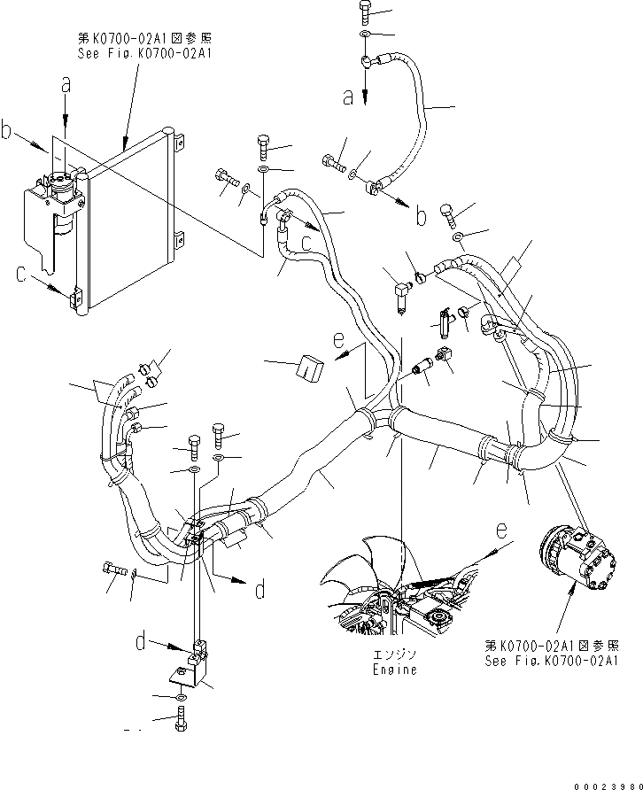 Схема запчастей Komatsu MX272 - КОНДИЦ. ВОЗДУХА (ТРУБЫ) (КАБИНА) КАБИНА ОПЕРАТОРА И СИСТЕМА УПРАВЛЕНИЯ