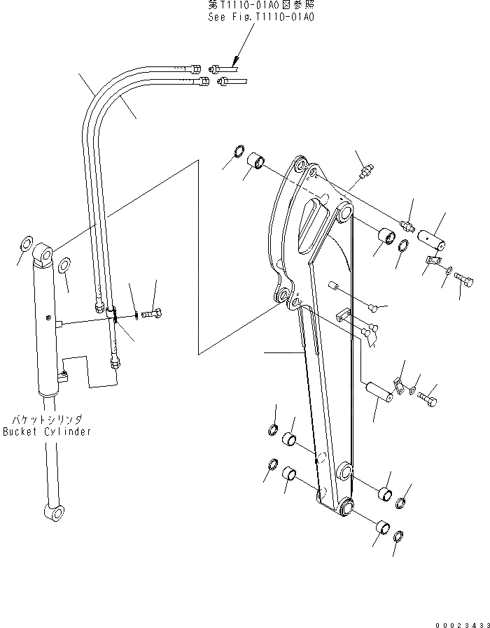 Схема запчастей Komatsu MX272 - УДЛИНН. РУКОЯТЬ РАБОЧЕЕ ОБОРУДОВАНИЕ
