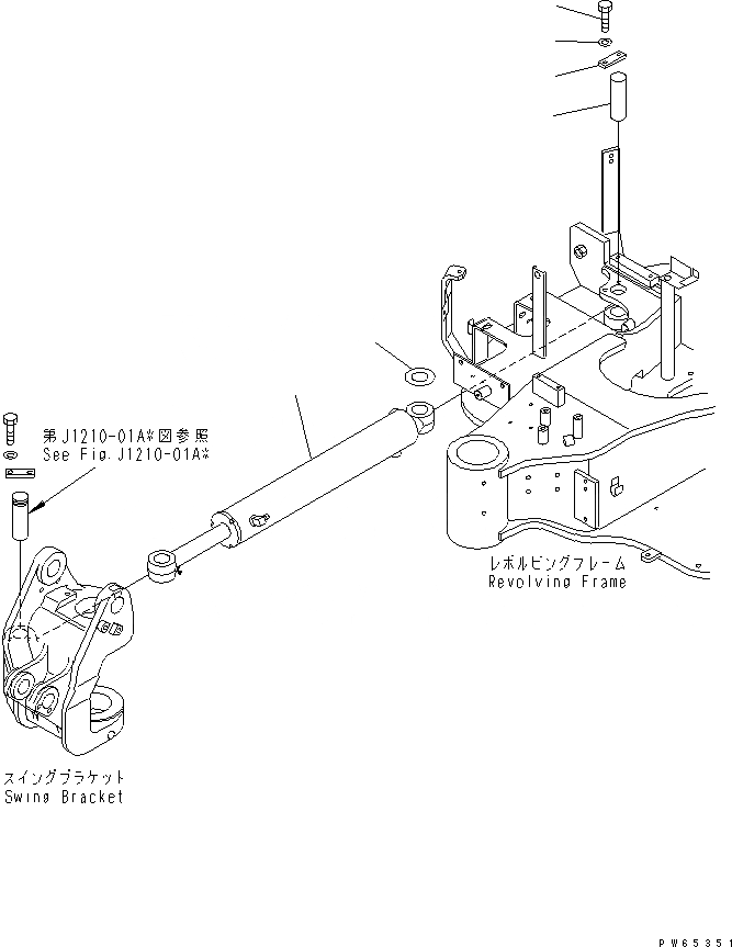 Схема запчастей Komatsu MX27 - ЦИЛИНДР ПОВОРОТА СТРЕЛЫ И НИЖН. ПАЛЕЦ ОСНОВНАЯ РАМА И ЕЕ ЧАСТИ