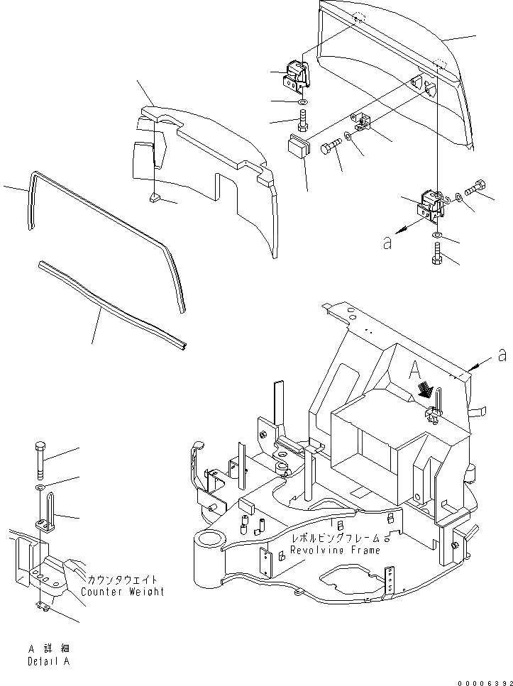 Схема запчастей Komatsu MX27 - КАПОТ (ДЛЯ КАБИНЫ) ЧАСТИ КОРПУСА