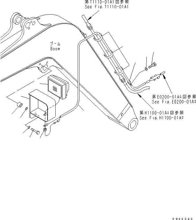 Схема запчастей Komatsu MX27 - СТРЕЛА (ЛАМПА РАБОЧ. ОСВЕЩЕНИЯ) РАБОЧЕЕ ОБОРУДОВАНИЕ