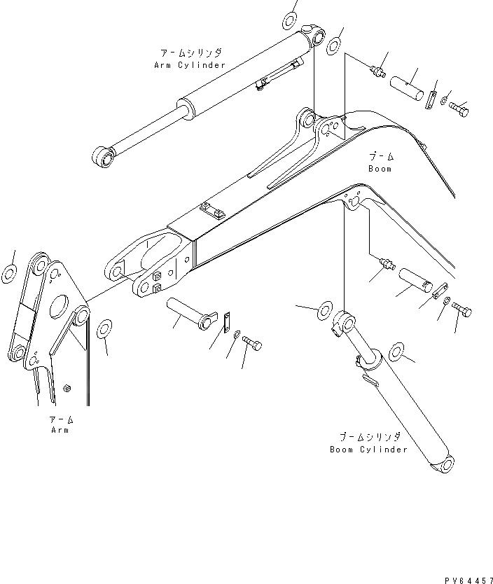 Схема запчастей Komatsu MX27 - СТРЕЛА (ПАЛЕЦ) РАБОЧЕЕ ОБОРУДОВАНИЕ