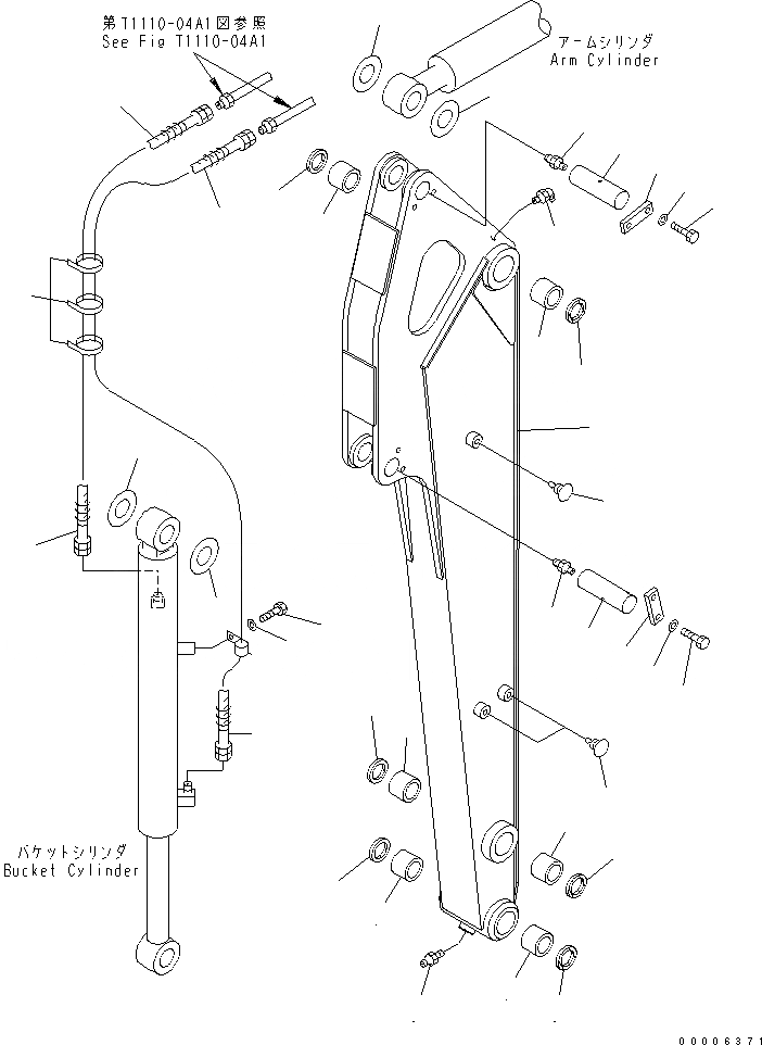 Схема запчастей Komatsu MX27 - УДЛИНН. РУКОЯТЬ РАБОЧЕЕ ОБОРУДОВАНИЕ