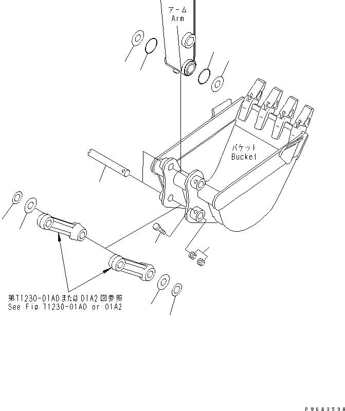 Схема запчастей Komatsu MX27 - ПАЛЕЦ КОВША РАБОЧЕЕ ОБОРУДОВАНИЕ