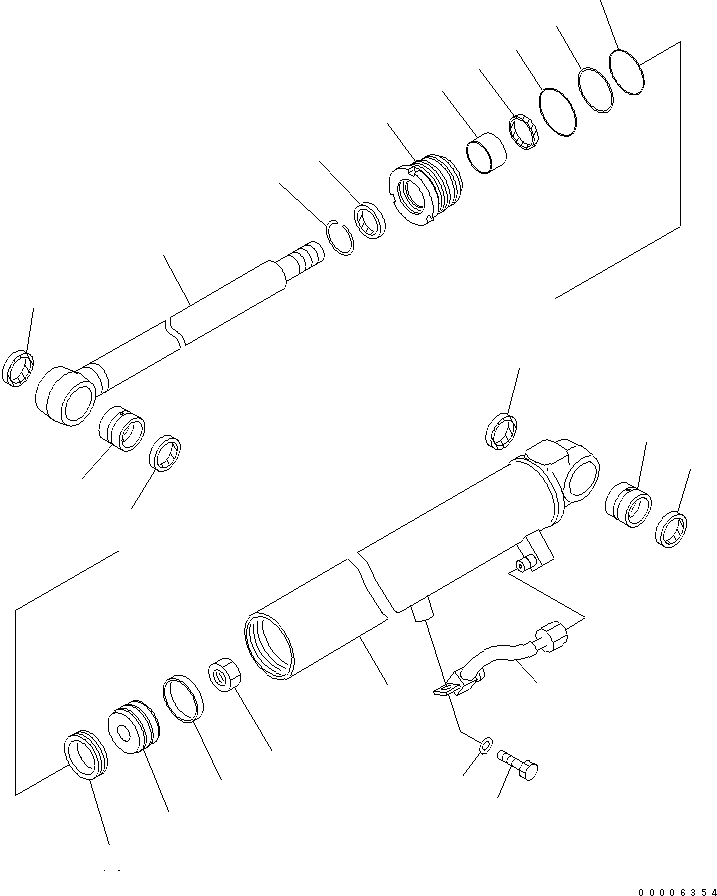Схема запчастей Komatsu MX27 - ЦИЛИНДР РУКОЯТИ(ВНУТР. ЧАСТИ) ОСНОВН. КОМПОНЕНТЫ И РЕМКОМПЛЕКТЫ