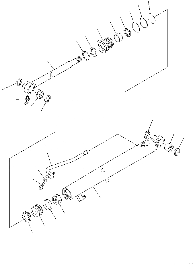 Схема запчастей Komatsu MX27 - ЦИЛИНДР КОВША (ВНУТР. ЧАСТИ) ОСНОВН. КОМПОНЕНТЫ И РЕМКОМПЛЕКТЫ