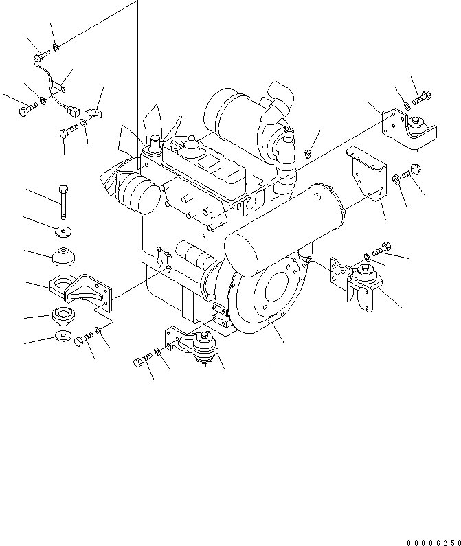Схема запчастей Komatsu MX35 - КРЕПЛЕНИЕ ДВИГАТЕЛЯ КОМПОНЕНТЫ ДВИГАТЕЛЯ