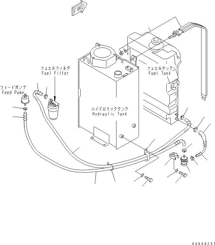 Схема запчастей Komatsu MX35 - ТОПЛИВН. ЛИНИЯ ТОПЛИВН. БАК. AND КОМПОНЕНТЫ
