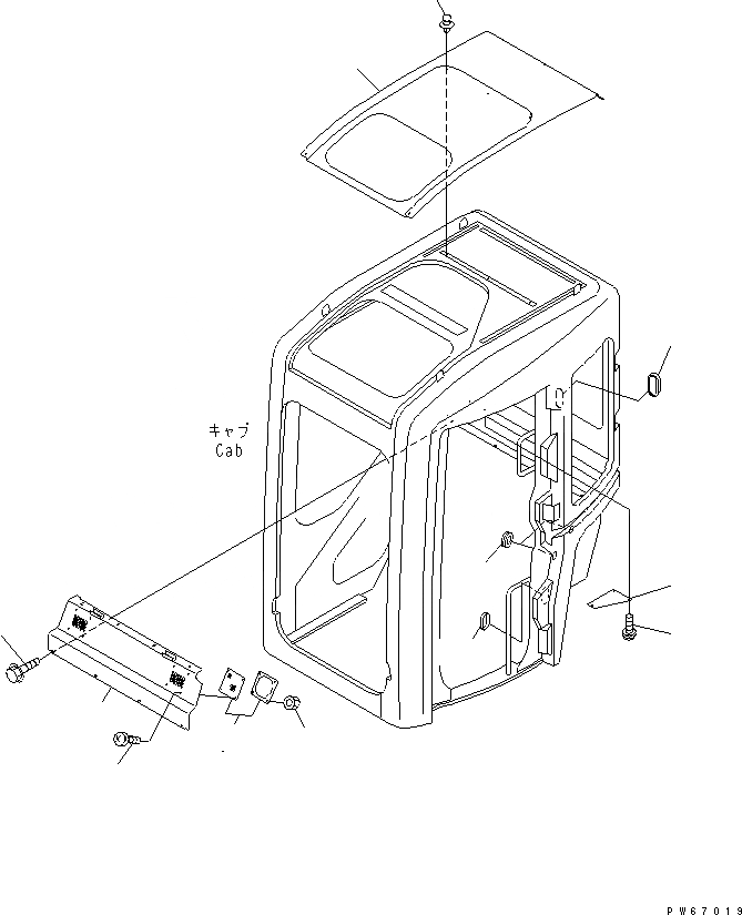 Схема запчастей Komatsu MX35 - КАБИНА (/) (ВНУТР. ПОКРЫТИЕ) КАБИНА ОПЕРАТОРА И СИСТЕМА УПРАВЛЕНИЯ