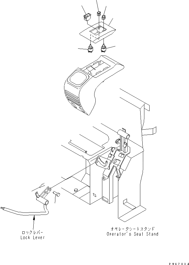 Схема запчастей Komatsu MX35 - ОСНОВН. КОНСТРУКЦИЯ (ЛЕВ. КОНСОЛЬ ЭЛЕКТРИКА) (КАБИНА) КАБИНА ОПЕРАТОРА И СИСТЕМА УПРАВЛЕНИЯ