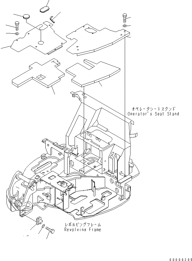 Схема запчастей Komatsu MX35 - ПОКРЫТИЕ ПОЛА (ПОЛ КАБИНЫ) (НАВЕС) КАБИНА ОПЕРАТОРА И СИСТЕМА УПРАВЛЕНИЯ