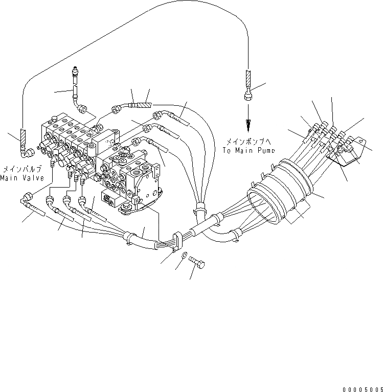 Схема запчастей Komatsu MX35 - РАБОЧ. УПРАВЛ-Е (ТРУБЫ) КАБИНА ОПЕРАТОРА И СИСТЕМА УПРАВЛЕНИЯ