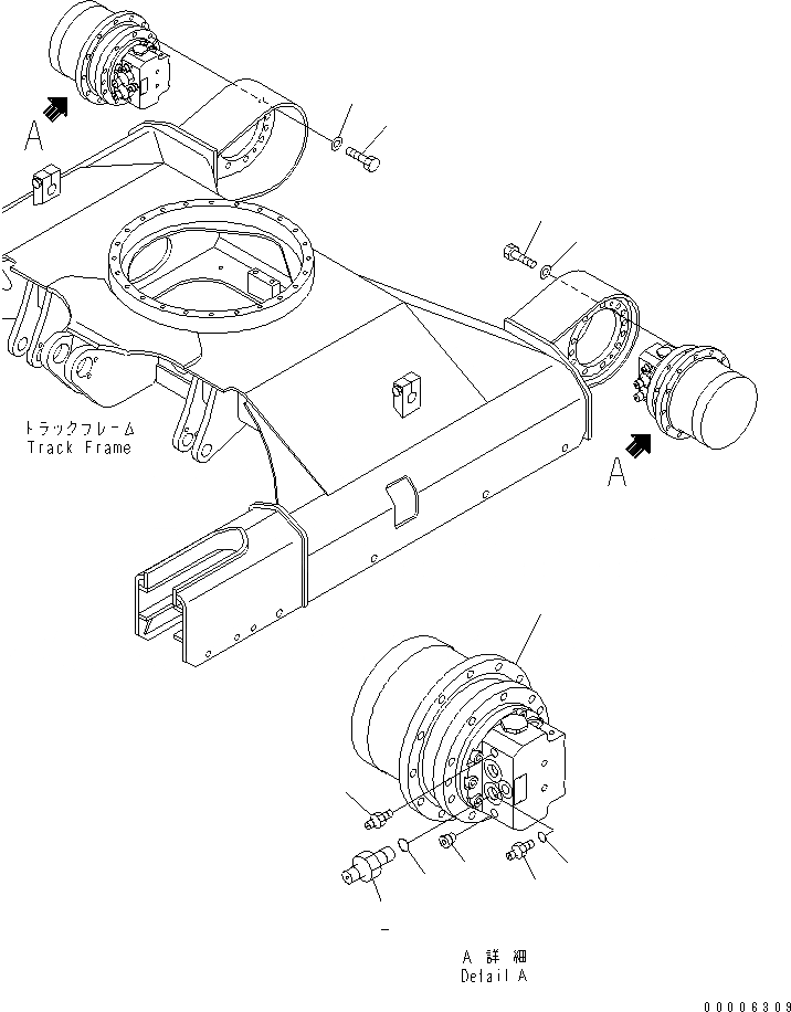 Схема запчастей Komatsu MX35 - КОНЕЧНАЯ ПЕРЕДАЧА НИЖНЯЯ ГИДРОЛИНИЯ И ЛИНИЯ ХОДА