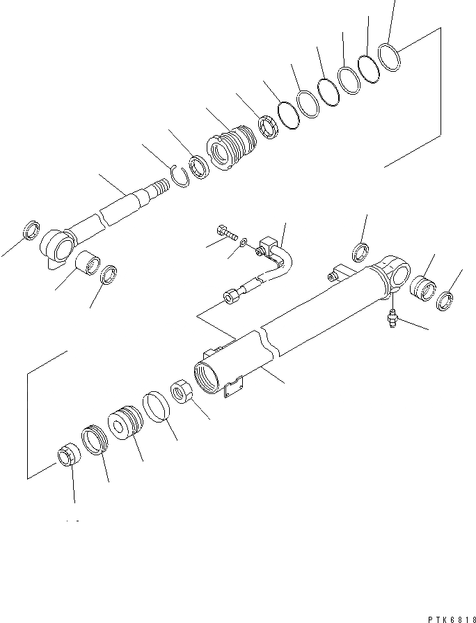 Схема запчастей Komatsu MX35 - ЦИЛИНДР СТРЕЛЫ(ВНУТР. ЧАСТИ) ОСНОВН. КОМПОНЕНТЫ И РЕМКОМПЛЕКТЫ
