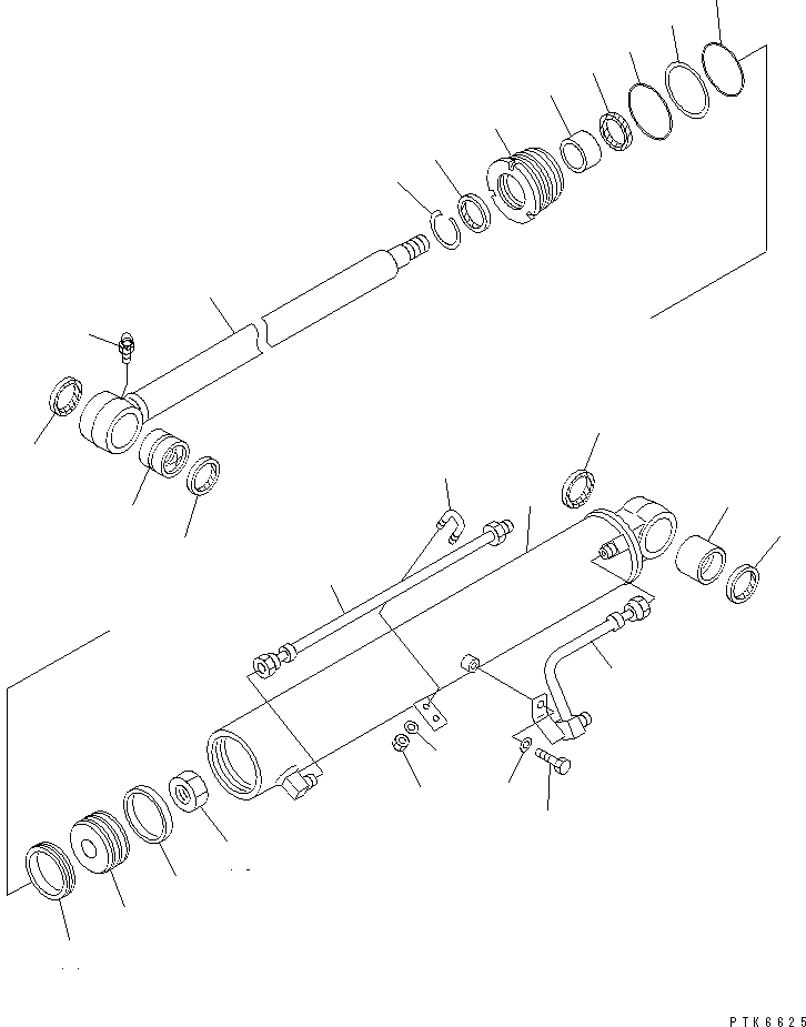 Схема запчастей Komatsu MX35 - ЦИЛИНДР ПОВОРОТА СТРЕЛЫ (ВНУТР. ЧАСТИ) ОСНОВН. КОМПОНЕНТЫ И РЕМКОМПЛЕКТЫ