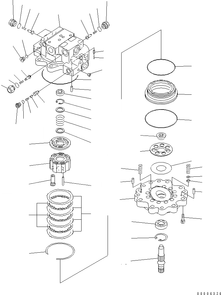 Схема запчастей Komatsu MX35 - МОТОР ПОВОРОТА (ВНУТР. ЧАСТИ) (/) ОСНОВН. КОМПОНЕНТЫ И РЕМКОМПЛЕКТЫ