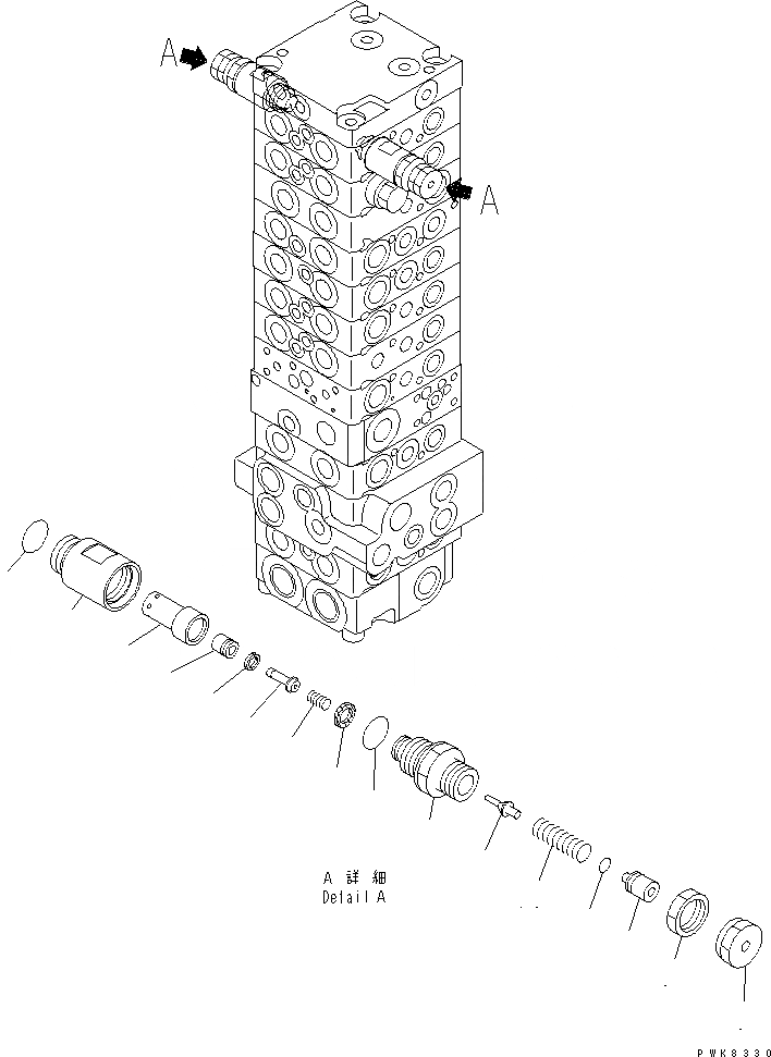 Схема запчастей Komatsu MX35 - ОСНОВН. КЛАПАН (-КЛАПАН) (/) ОСНОВН. КОМПОНЕНТЫ И РЕМКОМПЛЕКТЫ